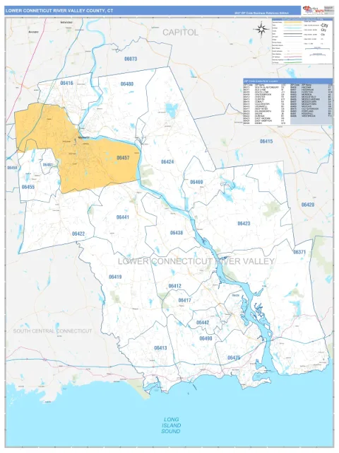 Lower Connecticut River Valley County, CT map