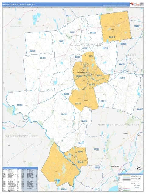 Naugatuck Valley County, CT map