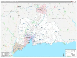 South Central Connecticut County, CT Classic style ZIP Code wall map