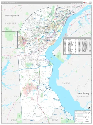 New Castle County, DE Classic style ZIP Code wall map