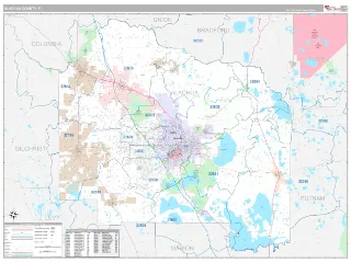 Alachua County, FL Classic style ZIP Code wall map