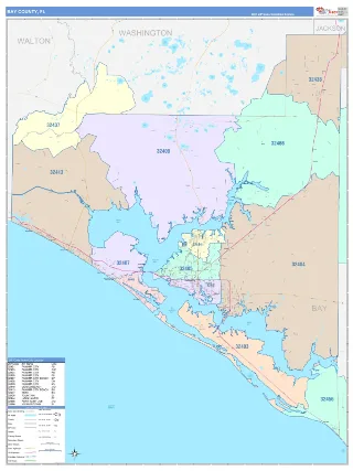 Bay County, FL ColorCast style ZIP Code wall map