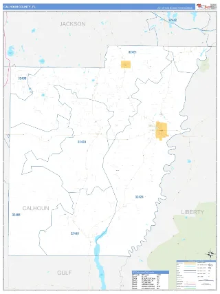 Calhoun County, FL Business Reference style ZIP Code wall map