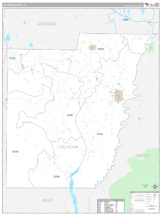 Calhoun County, FL Classic style ZIP Code wall map