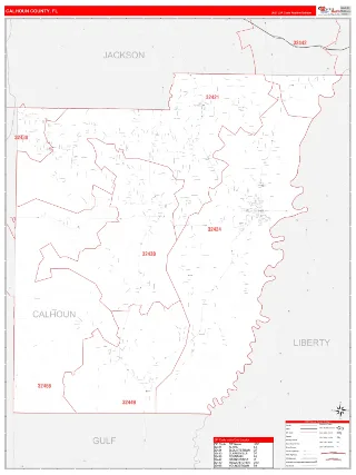 Calhoun County, FL RedLine style ZIP Code wall map
