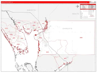 Charlotte County, FL RedLine style ZIP Code wall map