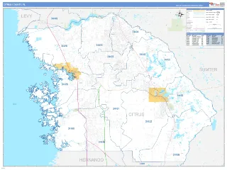Citrus County, FL Business Reference style ZIP Code wall map