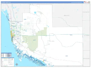Collier County, FL Business Reference style ZIP Code wall map
