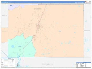 DeSoto County, FL ColorCast style ZIP Code wall map