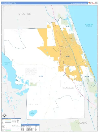 Flagler County, FL Business Reference style ZIP Code wall map