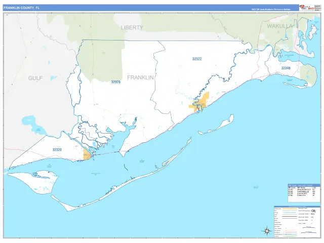 Franklin County, FL ZIP Code Wall Map, Business Reference style