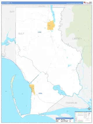 Gulf County, FL Business Reference style ZIP Code wall map