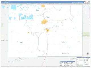 Hardee County, FL Business Reference style ZIP Code wall map