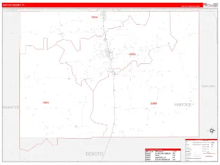 Hardee County, FL RedLine style ZIP Code wall map