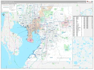 Hillsborough County, FL Classic style ZIP Code wall map