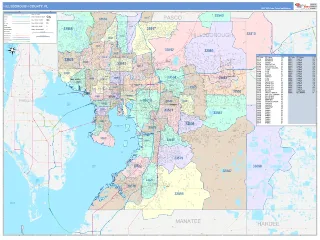Hillsborough County, FL ColorCast style ZIP Code wall map