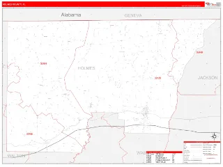 Holmes County, FL RedLine style ZIP Code wall map