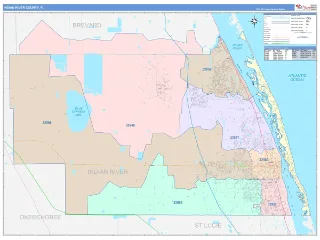 Indian River County, FL ColorCast style ZIP Code wall map