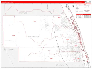 Indian River County, FL RedLine style ZIP Code wall map