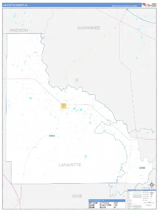Lafayette County, FL Business Reference style ZIP Code wall map