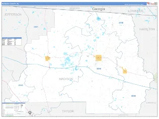 Madison County, FL Business Reference style ZIP Code wall map