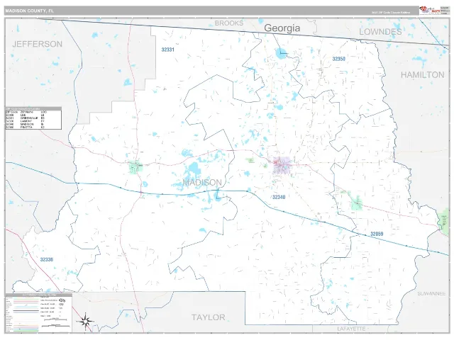 Madison County, FL ZIP Code Wall Map, Classic style