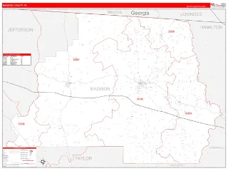 Madison County, FL RedLine style ZIP Code wall map
