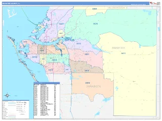 Manatee County, FL ColorCast style ZIP Code wall map