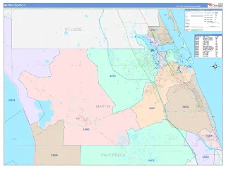 Martin County, FL ColorCast style ZIP Code wall map