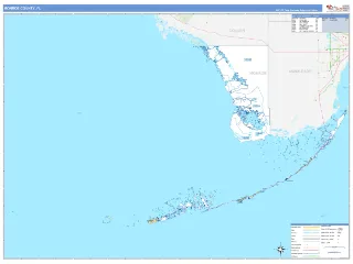 Monroe County, FL Business Reference style ZIP Code wall map