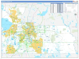 Orange County, FL Business Reference style ZIP Code wall map