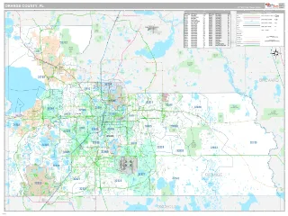 Orange County, FL Classic style ZIP Code wall map