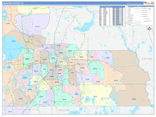 Orange County, FL ColorCast style ZIP Code wall map