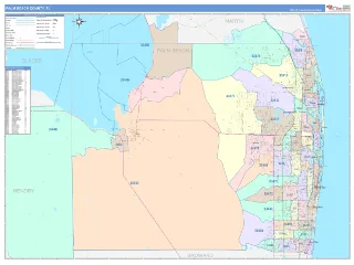 Palm Beach County, FL ColorCast style ZIP Code wall map