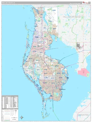 Pinellas County, FL Classic style ZIP Code wall map