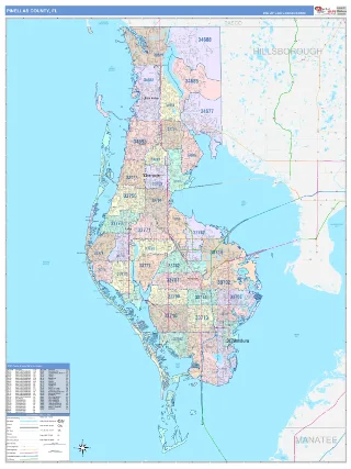 Pinellas County, FL ColorCast style ZIP Code wall map