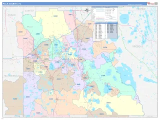 Polk County, FL ColorCast style ZIP Code wall map