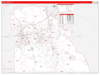 Polk County, FL RedLine style ZIP Code wall map