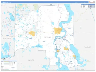 Putnam County, FL Business Reference style ZIP Code wall map