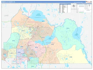 Seminole County, FL ColorCast style ZIP Code wall map