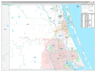 St. Lucie County, FL Classic style ZIP Code wall map