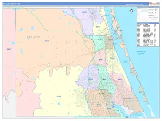 St. Lucie County, FL ColorCast style ZIP Code wall map