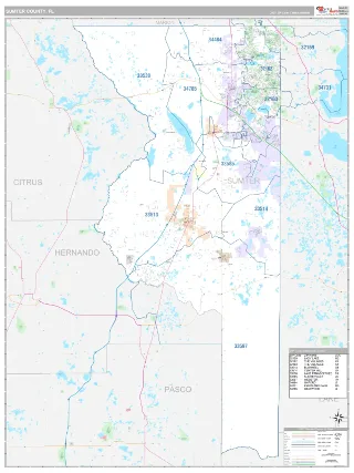 Sumter County, FL Classic style ZIP Code wall map