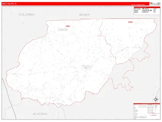 Union County, FL RedLine style ZIP Code wall map