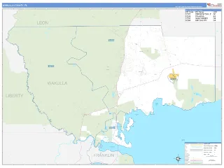 Wakulla County, FL Business Reference style ZIP Code wall map