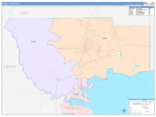 Wakulla County, FL ColorCast style ZIP Code wall map