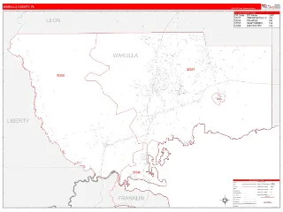 Wakulla County, FL RedLine style ZIP Code wall map