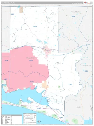 Walton County, FL Classic style ZIP Code wall map