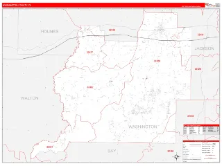 Washington County, FL RedLine style ZIP Code wall map