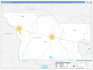 Atkinson County, GA Business Reference style ZIP Code wall map